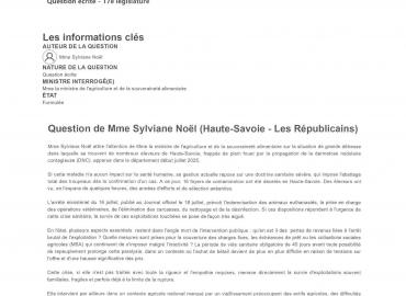 J'ai saisi le gouvernement pour connaitre les modalités d'accompagnement dont pourront bénéficier les exploitations touchées par la DNC